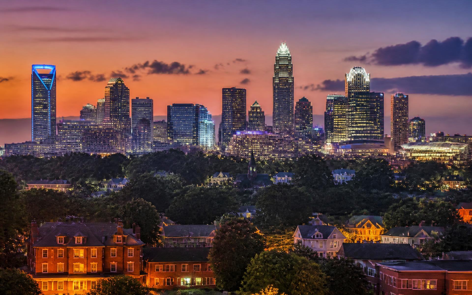 The Charlotte skyline as seen from a nearby close-in neighborhood