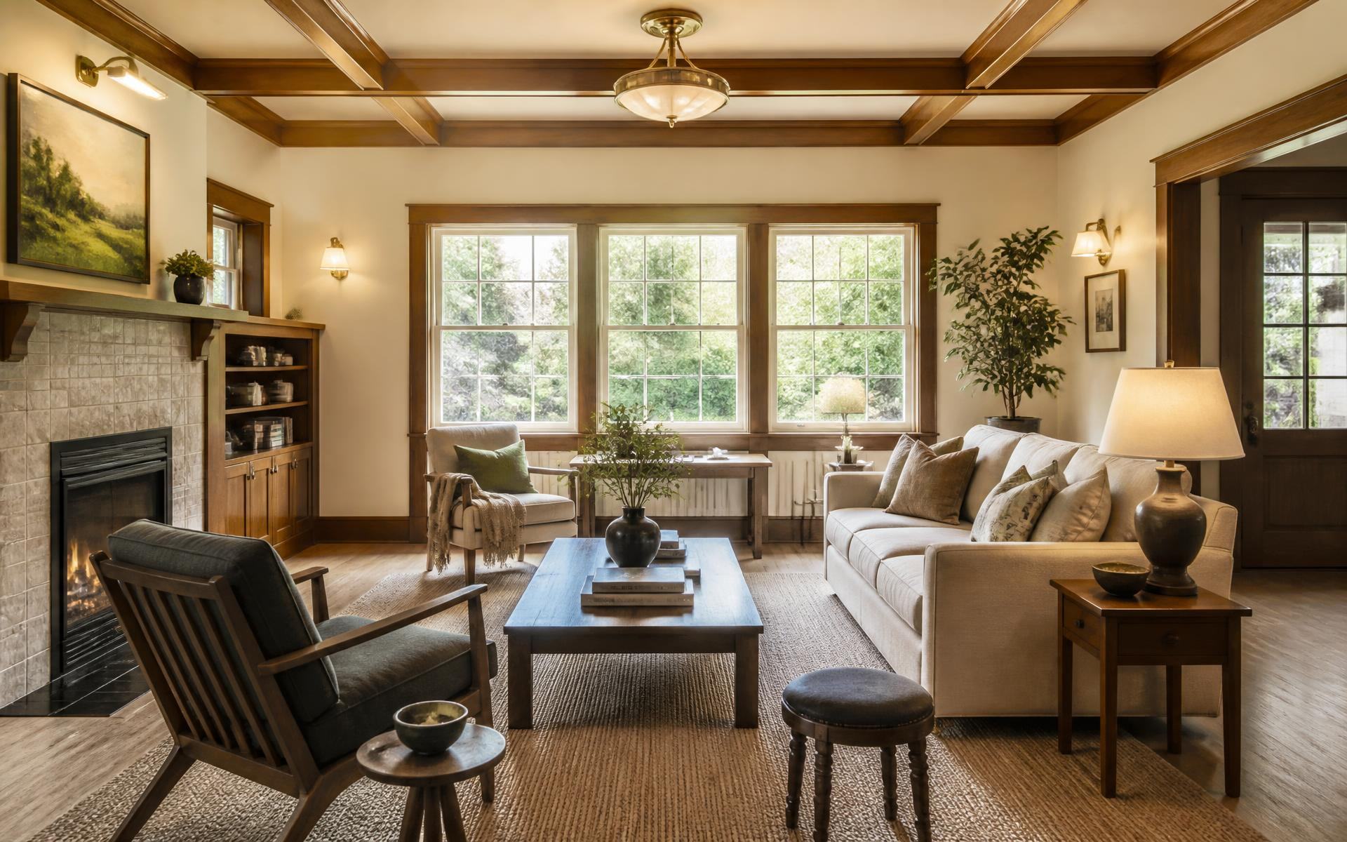Interior design of a historic Dilworth home, keeping original trim and adding contemporary furnishing