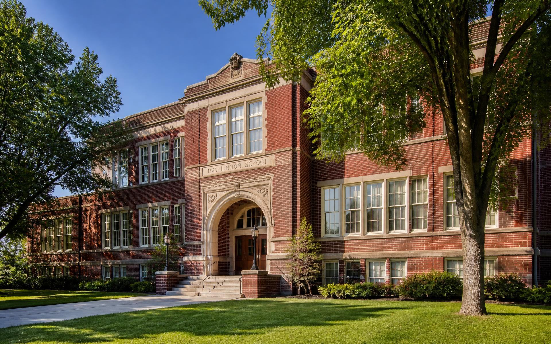 Historic brick neighborhood school building